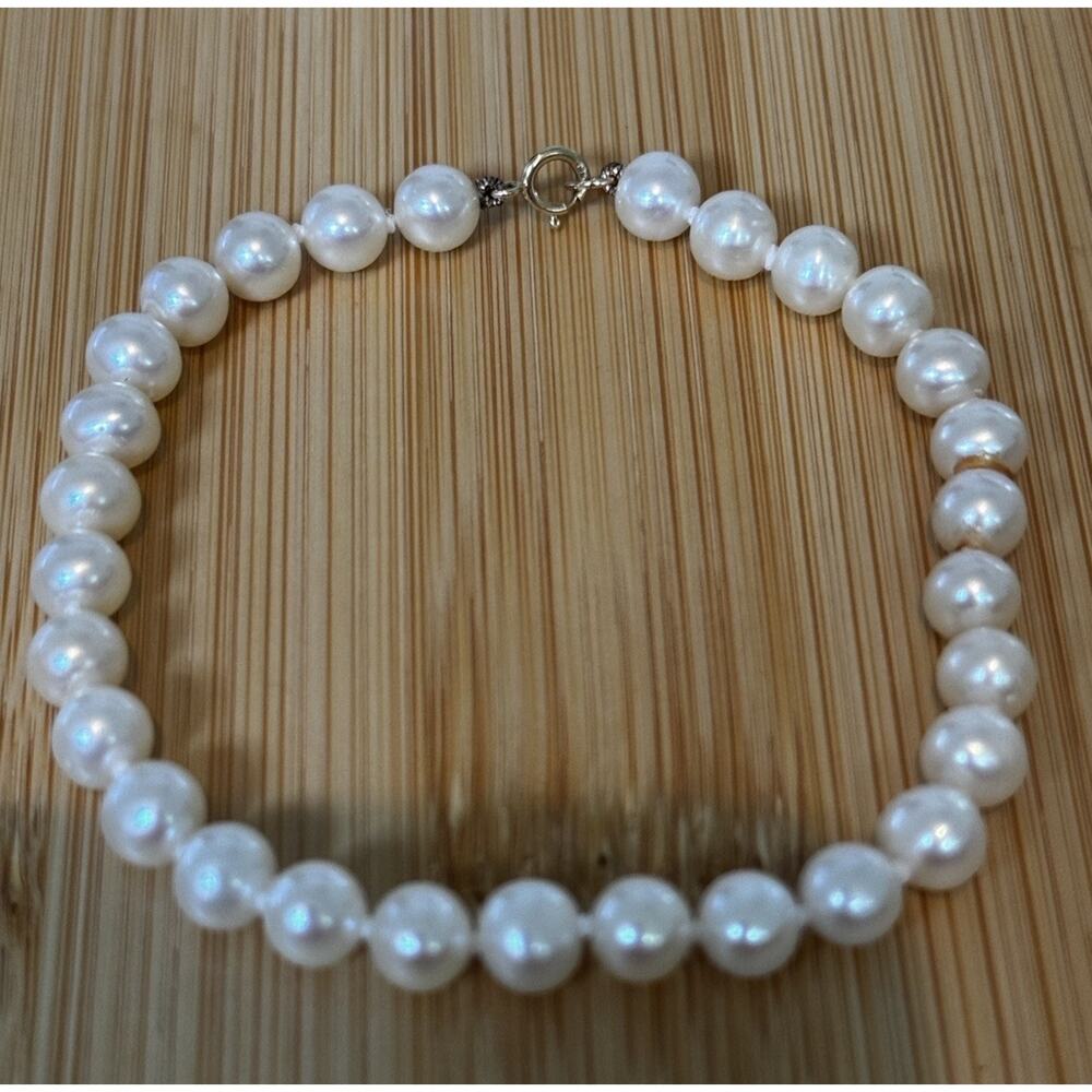 Vintage 14k / 585 Gold Clasp 8-9 mm Real Pearl Bracelet Size 7 3/4